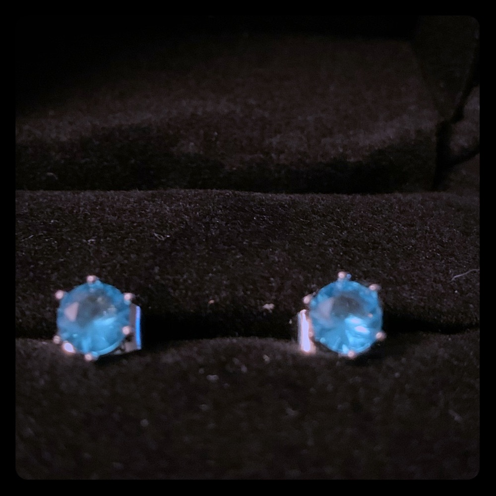 Natural London Blue Topaz 14K WG Earrings 2 CT’s